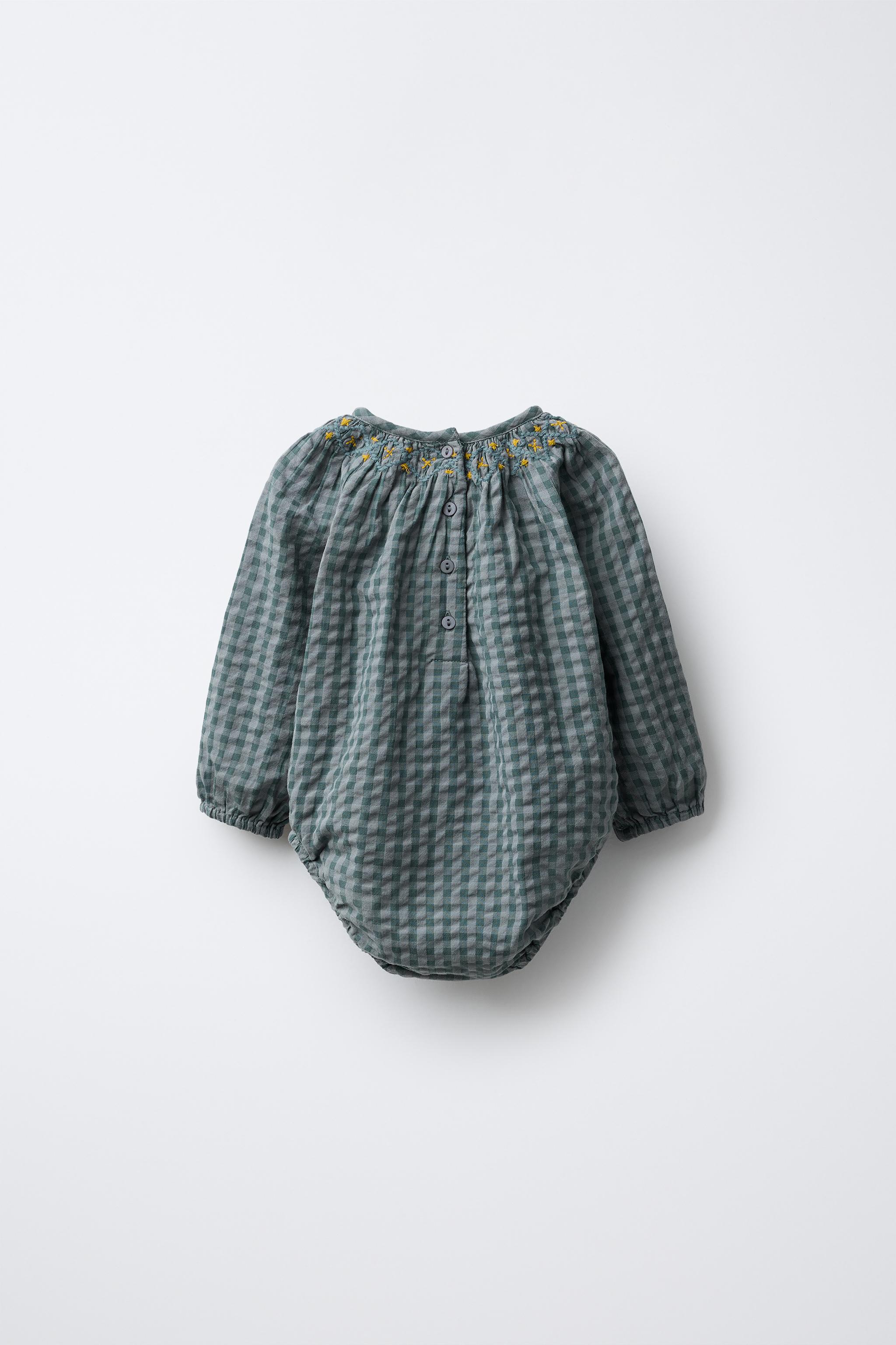 PLAID EMBROIDERED ROMPER